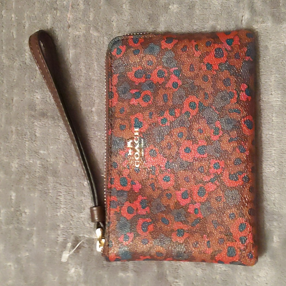 Coach Floral Wristlet in Brown